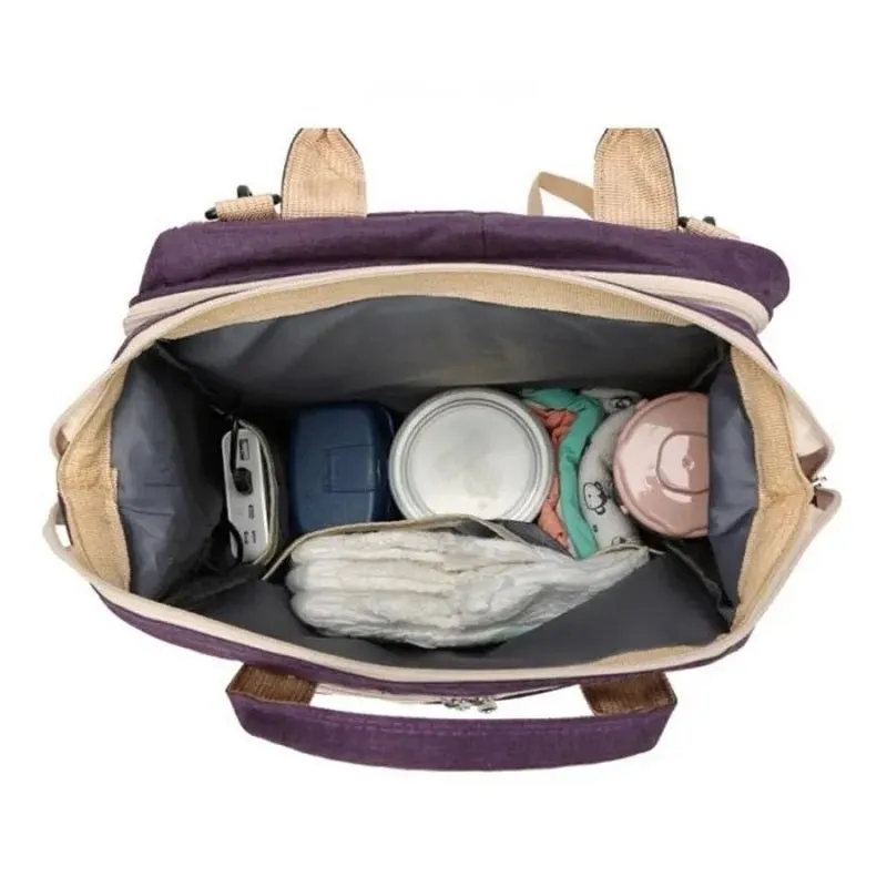 3-in-1 Folding Mummy Bag Crib Waterproof Large Capacity Backpack Organizer