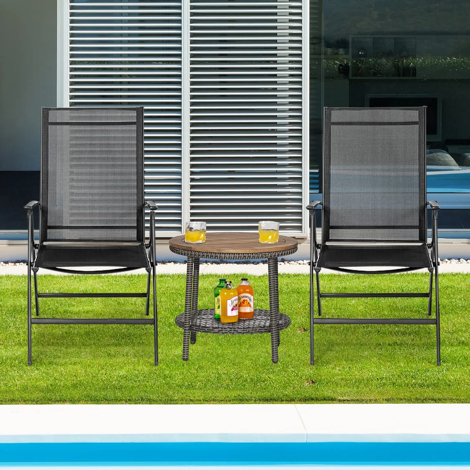 Tangkula Set of 2 Patio Foldable Dining Chairs